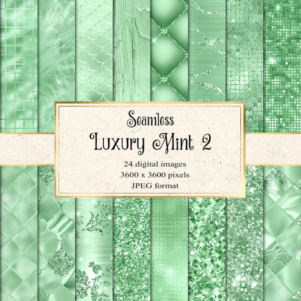 Luxury Mint Textures Digital Paper 2, seamless mint green glitter and foil glam backgrounds for instant download commercial use