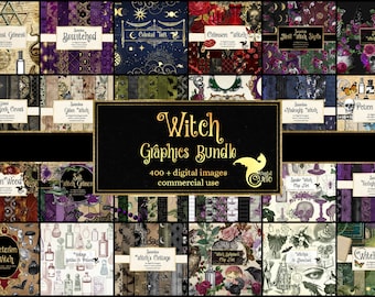 Witch Graphics Bundle, discount clipart and digital paper, digital scrapbooking or web backgrounds digital paper