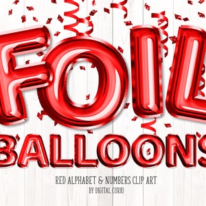 Roter Folienballon Alphabet Clip Art - digitaler sofortiger Download Grafiken im PNG-Format für kommerzielle Nutzung Feier und Party-Designs