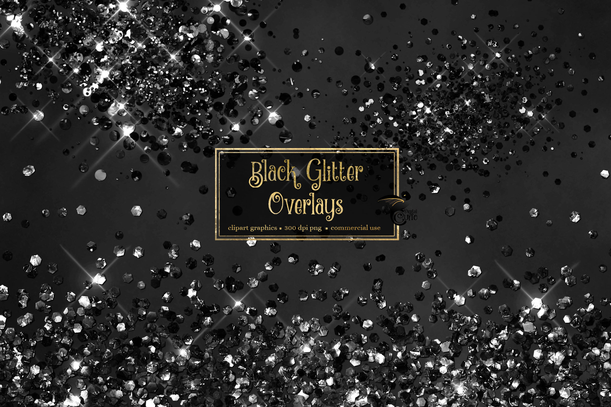 Black Glitter Overlays Glitter Confetti Overlays in PNG Format