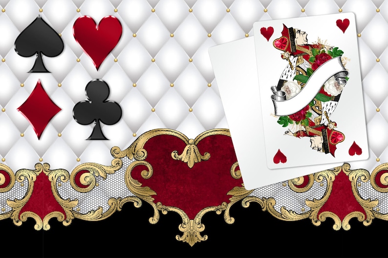 Queen of Hearts Digital Scrapbook Kit – Alice in Wonderland Clipart (Digital Download) image 5