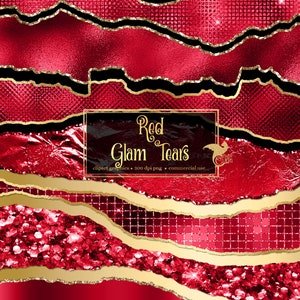 Red Glam Tears Clipart - glitter e lamina di lusso metallico strappato bordi strappati in formato png per uso commerciale