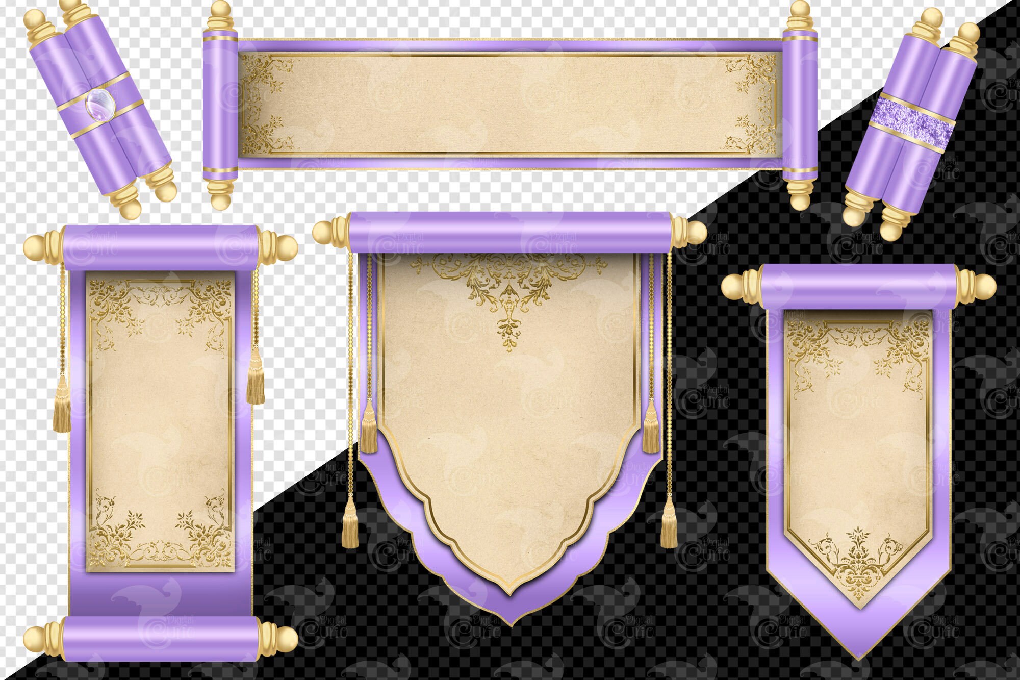 Lilac Scrolls Clipart Digital Tapestry Clip Art for Magic Etsy