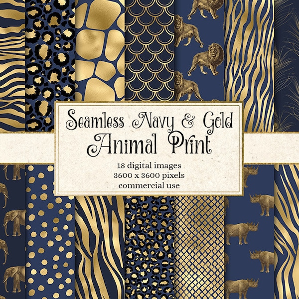 Animal Print Wallpaper Navy Etsy