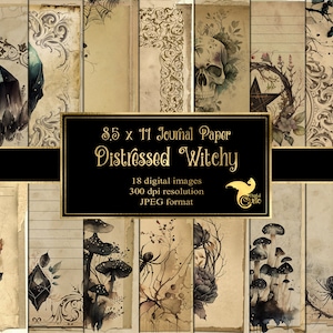 Distressed Witchy Journal Paper, Digital Paper, printable grimoire spell book witch junk journal grunge texture instant download