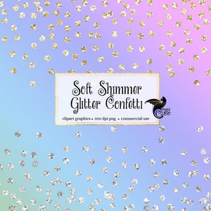 Soft Shimmer Glitter Confetti Clipart - party digital confetti overlays in rose gold and silver instant download for commercial use