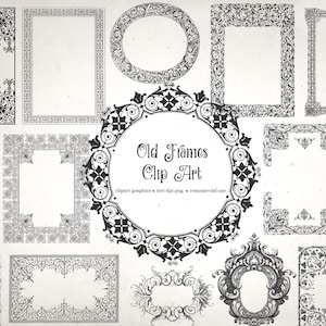 Vieux cadres Clipart - clipart de cadres ornementaux antiques vintage, png utilisation commerciale Téléchargement instantané ornement de cadre, graphiques de mariage