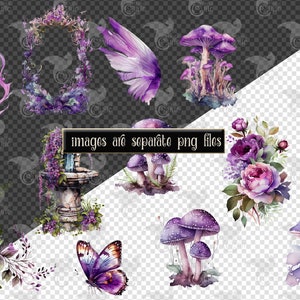 Watercolor Purple Fairy - Fantasy Floral Spring Clip Art Graphics in ...