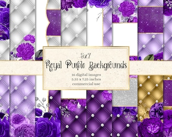 5x7 Royal Purple Floral Backgrounds, diamond luxury tufted digital paper, wedding invitation backgrounds, luxury textures, navy purple roses