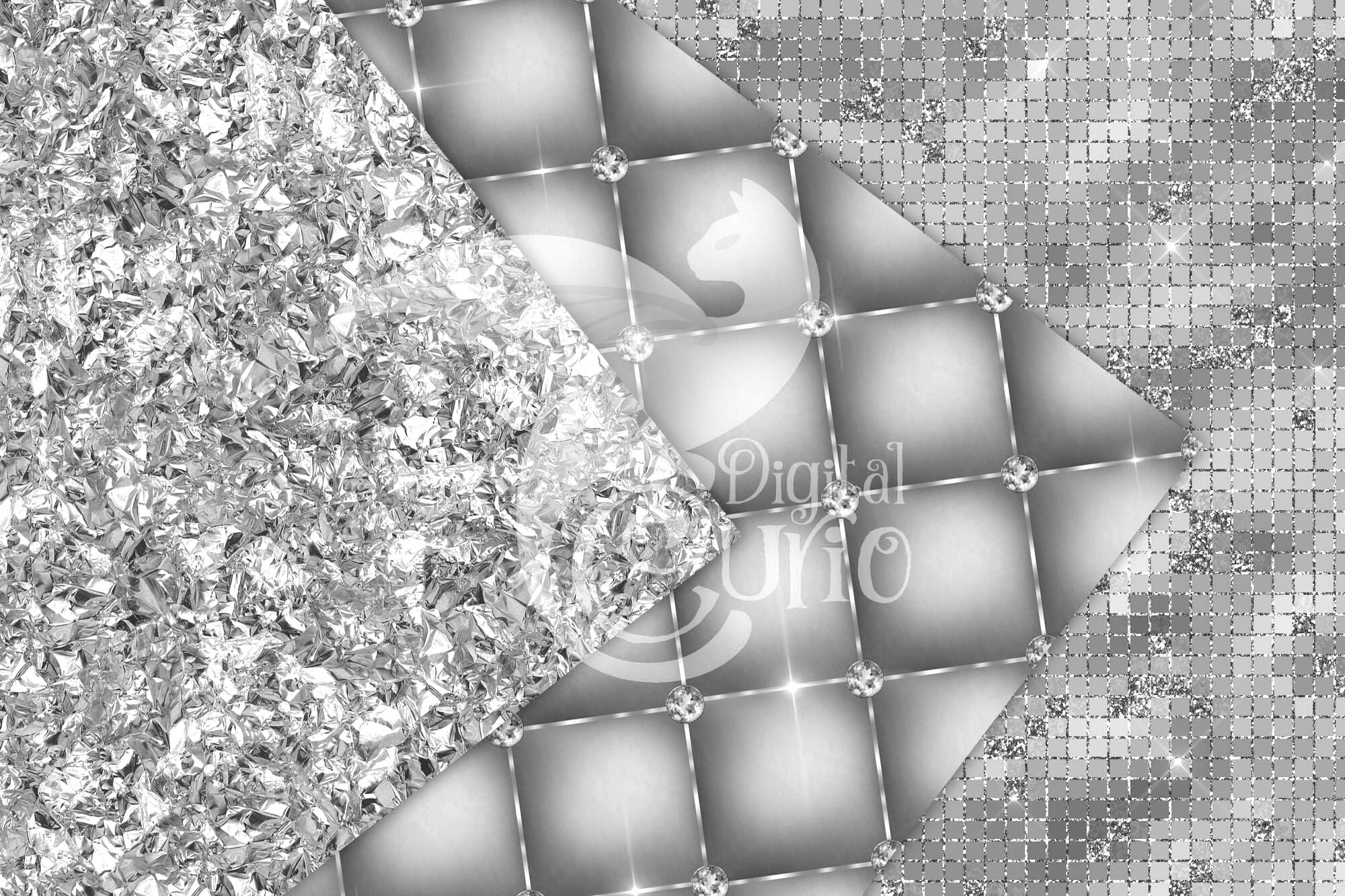 Silver Textures Digital Paper, Glitter Backgrounds (digital Download ...
