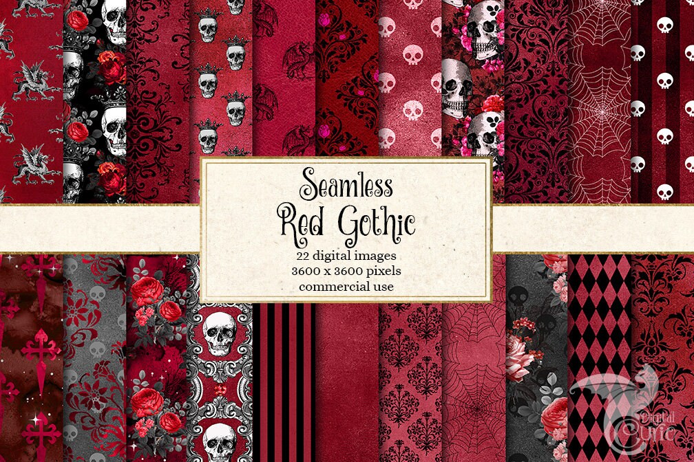 Red and Black Seamless Gothic Patterns, Dark (374746)