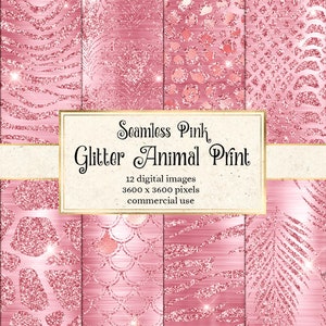 Pink Glitter Animal Print Digital Paper – Glam Seamless Textures ...