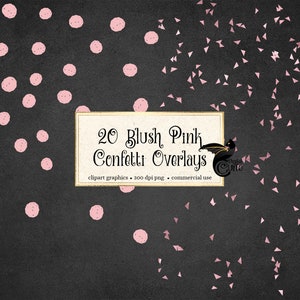 20 Blush Pink Confetti Overlays in PNG format with transparent backgrounds digital foil confetti clipart instant download for commercial use