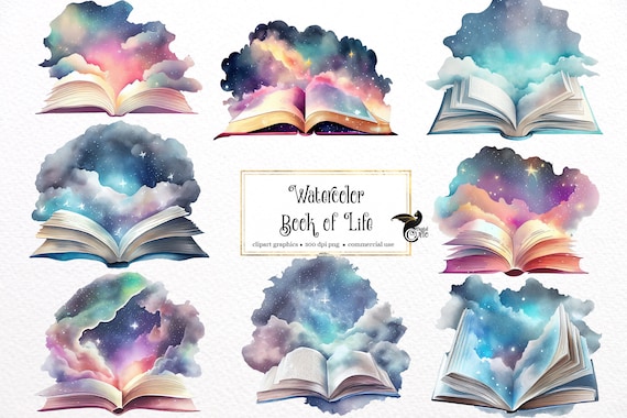 Watercolor Book of Life Clipart Galaxy Heaven Books in PNG Format