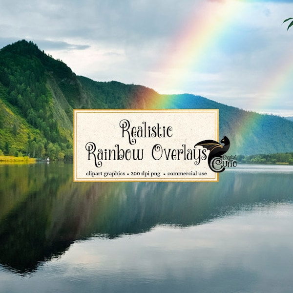 Rainbow Photography Overlays, rainbow PNG clipart photo overlays, realistic rainbow photo light effects, digital photoshop overlays