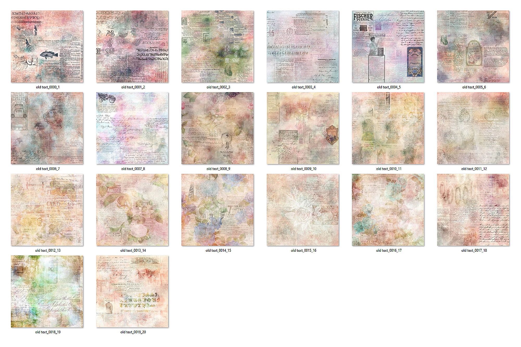 Antique Ephemera Digital Paper Pack – Vintage Textures (12x12" JPG) - Etsy