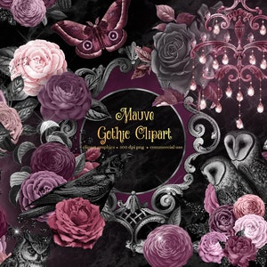 Mauve Gothic Clipart - vintage dark glam clip art graphics in png format instant download for commercial use