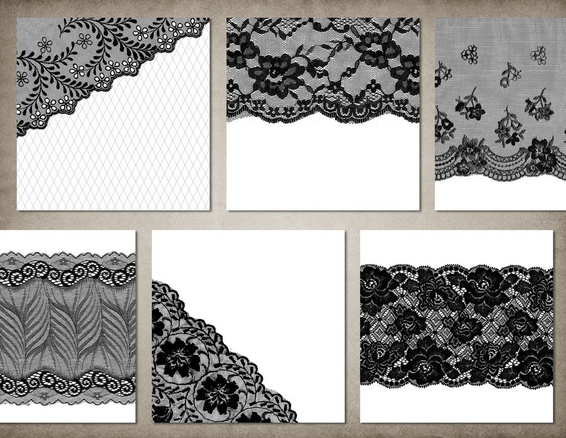 Black and White Lace Digital Paper Black and White Scrapbook - Etsy