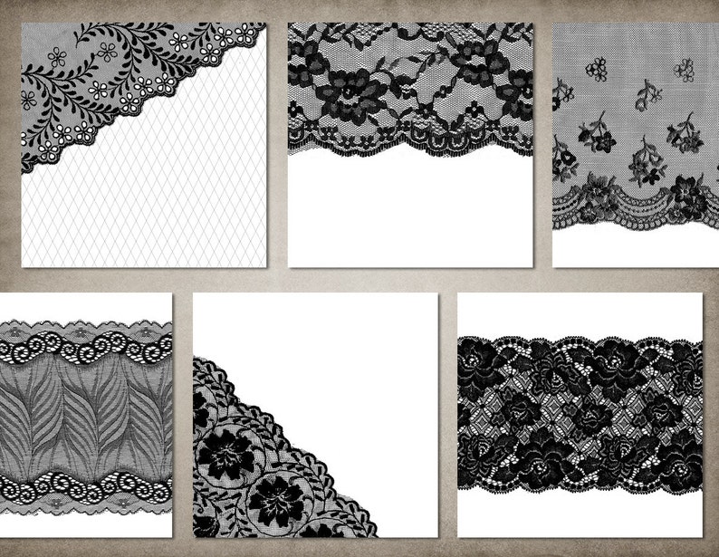 Black and White Lace Digital Paper Pack (12x12" JPG) - Etsy