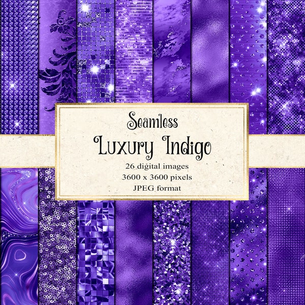 Luxury Indigo Textures Digital Paper, glitter foil, seamless textures , purple glitter backgrounds, indigo blue foil, commercial use