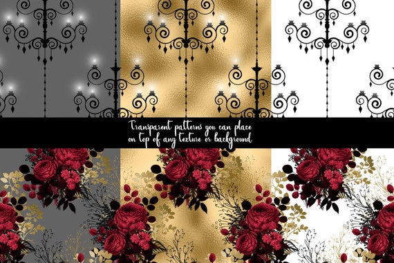 Seamless Red Gothic Digital Paper, Skull Damask Halloween Scrapbook Paper,  Distressed Grunge Texture, Goth Backgrounds, Victorian Vintage 