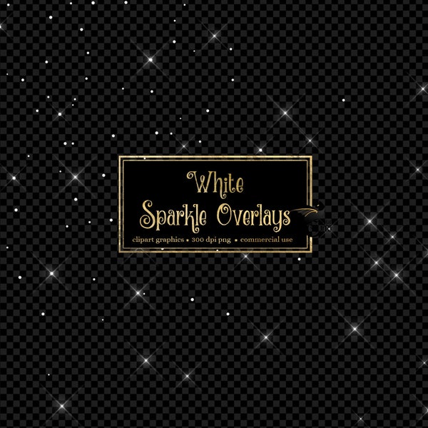 White Sparkle Overlays - digital clipart graphics in PNG format instant download for commercial use