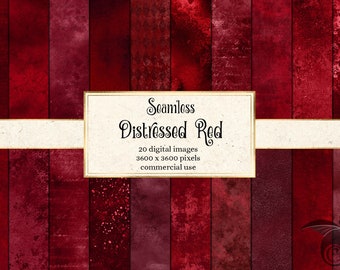 Seamless Distressed Red Textures, red digital paper, printable scrapbook paper grunge backgrounds