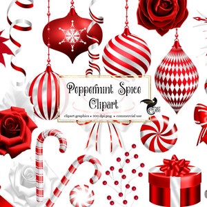 Peppermint Spice Clipart - download instantâneo de gráficos digitais de Natal em bastão de doces para uso comercial