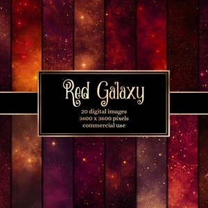 Red Galaxy Achtergronden Digital Paper - outer space texturen met sterrenhemels en nevel instant download voor commercieel gebruik