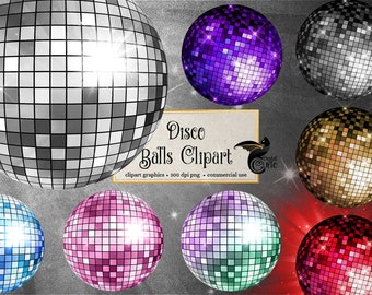 Disco Balls Clipart, Dance Party graphics, png light bursts, mirror balls, diamond ballroom dance, Prom clip art, digital instant download