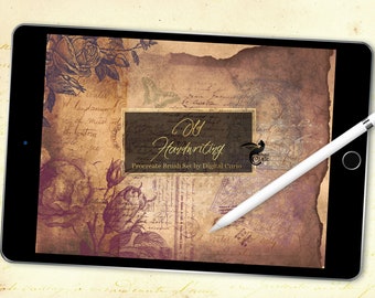 Procreate Old Handwriting Brush Set - 41 stamps, textures and dynamic brushes of old handwriting and paper ephemera