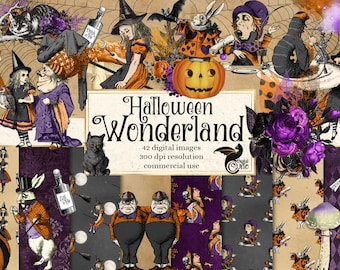 Halloween Alice in Wonderland Digital Scrapbook Kit (Digital Download)