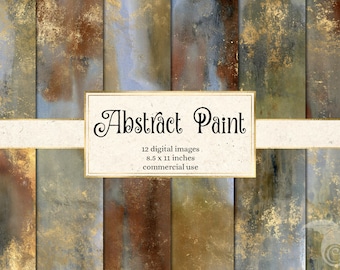 Abstract Paint Digital Paper Textures, 8 1/2 x 11 hand painted backgrounds, printable scrapbook paper