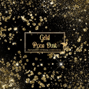 ゴールドグリッターオーバーレイ - ピクシーダストクリップアート、PNG（デジタルダウンロード）