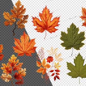 Embroidered Fall Leaf Clipart – Autumn PNG Graphics (commercial Use) - Etsy