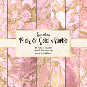 Rosa und Gold Marmor digitales Papier, nahtlose Marmor Texturen mit Goldfolie Ader sofortiger Download für kommerzielle Nutzung