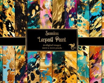 Leopard Paint Textures - seamless oil paint digital paper for instant download commercial use