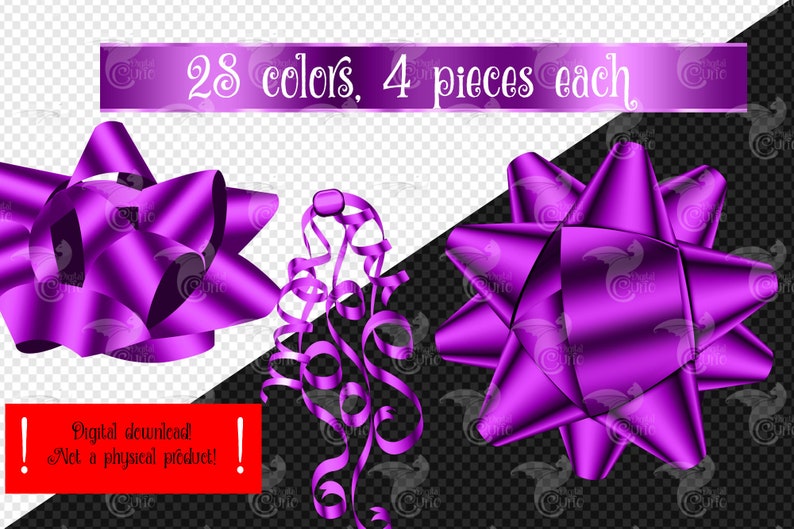 Gift Ribbons and Bows Clipart Cute Christmas or Birthday Etsy