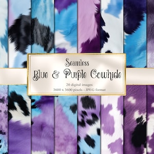 Papier numérique en peau de vache bleue et violette, papier numérique de textures de cuir sans couture, arrière-plans occidentaux, téléchargement instantané à usage commercial