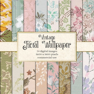 Vintage Blumen Wallpaper digitales Papier, antike digitale Tapete Texturen mit Blumen sofortigen Download für kommerzielle Nutzung