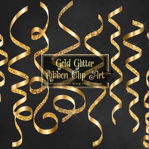 Gold Glitter Ribbon Clip Art - Curling Bänder in png Format sofortiger Download für kommerzielle Nutzung