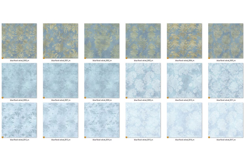 Blue Velvet Floral Digital Paper, Seamless Gold Flower Patterns ...