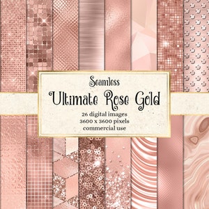 Ultimate Rose Gold Textures - texture metalliche in carta digitale senza cuciture con paillettes, glitter e lamina per uso commerciale a download istantaneo