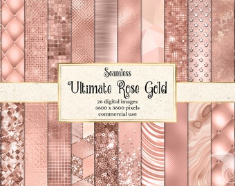 Ultimate Rose Gold Textures - seamless digital paper metallic textures with sequins, glitter and foil instant download commercial use