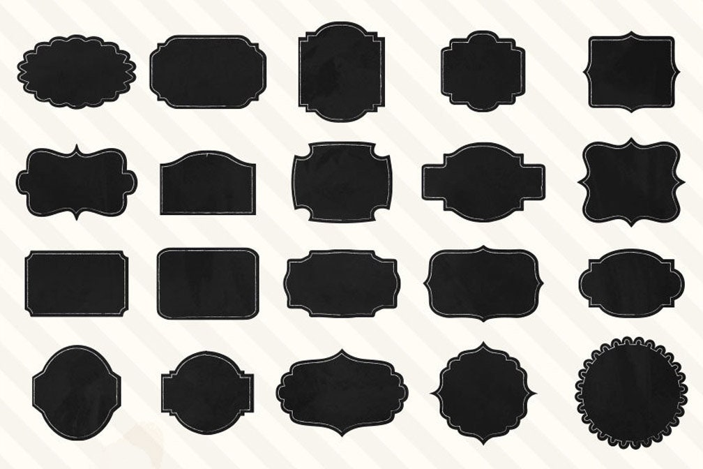 40 Chalkboard Labels, Chalkboard Frames, Chalk Tags - PNG and Vector Clip Art Set, Solid Border Digital Instant Download Commercial Use