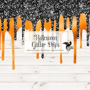 Halloween Glitter Drips Clipart, sparkling glitter overlays glitter frosting clip art for commercial use