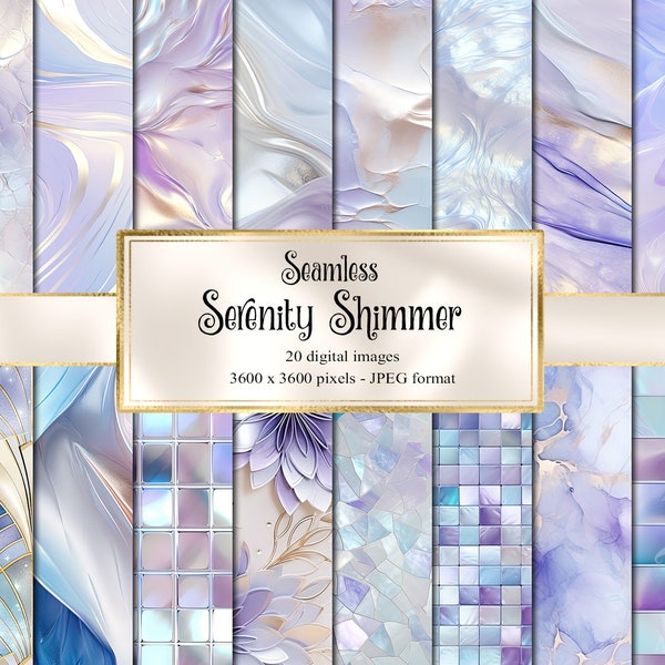 Serenity Shimmer Digital Paper - seamless mother of pearl iridescent textures with shimmer instant download for commercial use