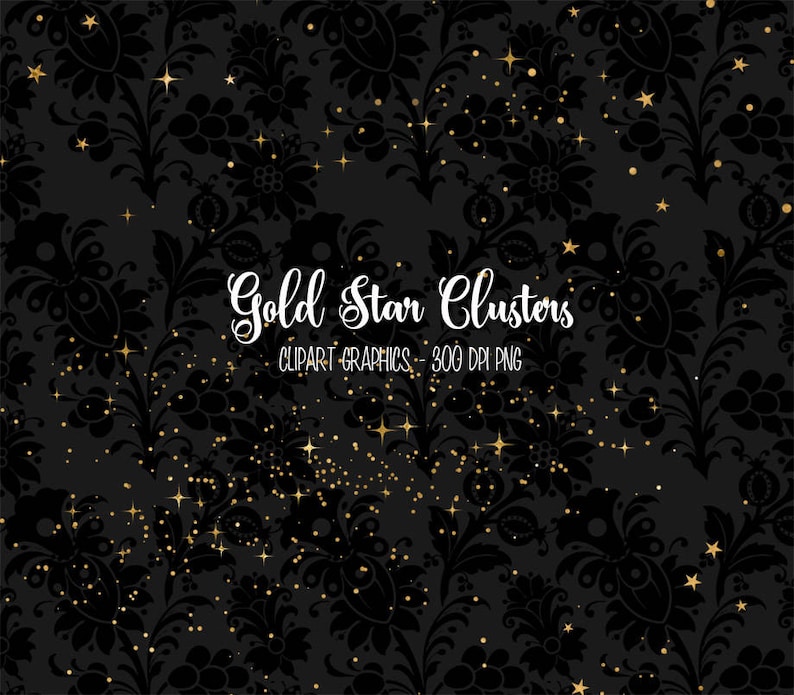 Gold Star Clusters Clipart, gold star clipart, star clip art, night sky, glitter, digital galaxy overlays, png digital instant download image 1