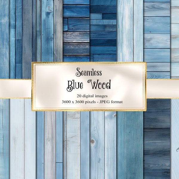 Blue Wood Textures Digital Paper, seamless rustic wood digital paper printable scrapbook paper wood planks backgrounds