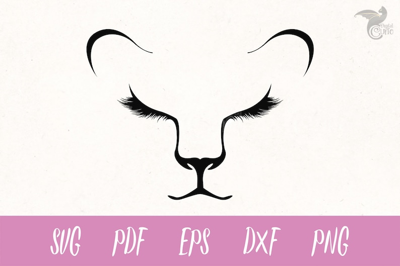 Lioness Face SVG lion svg Eyelashes svg lion cub clipart Etsy